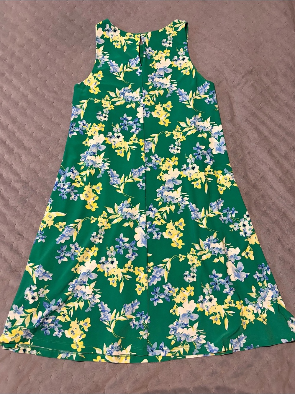 Ralph Lauren Green Floral Sleeveless A-Line Dress